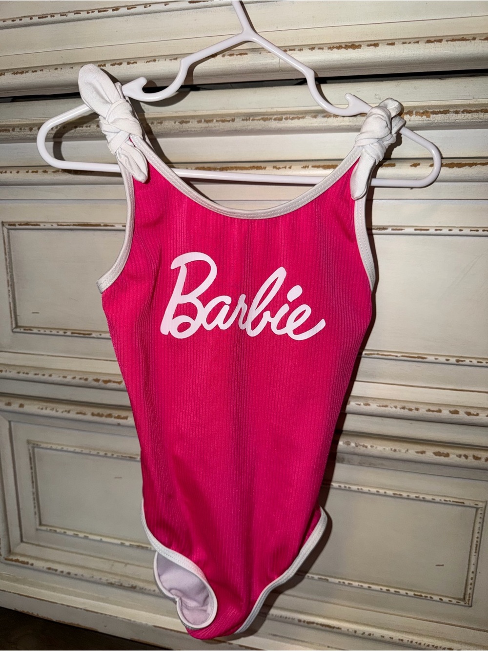 Barbie Bright Pink One-Piece Swimsuit with White Trim